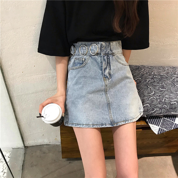 Női lezser farmerszoknya kék színben, fém elemmel