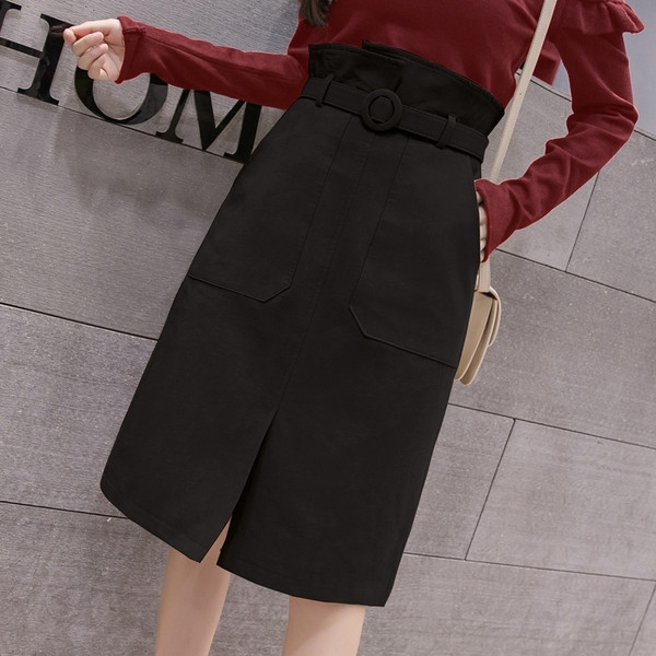 Fusta de dama actuala - model drept in doua culori