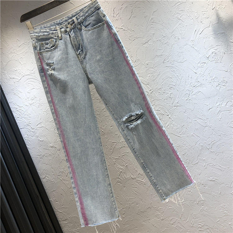 Blugi lungi de dama moderni cu talie inalta si margini