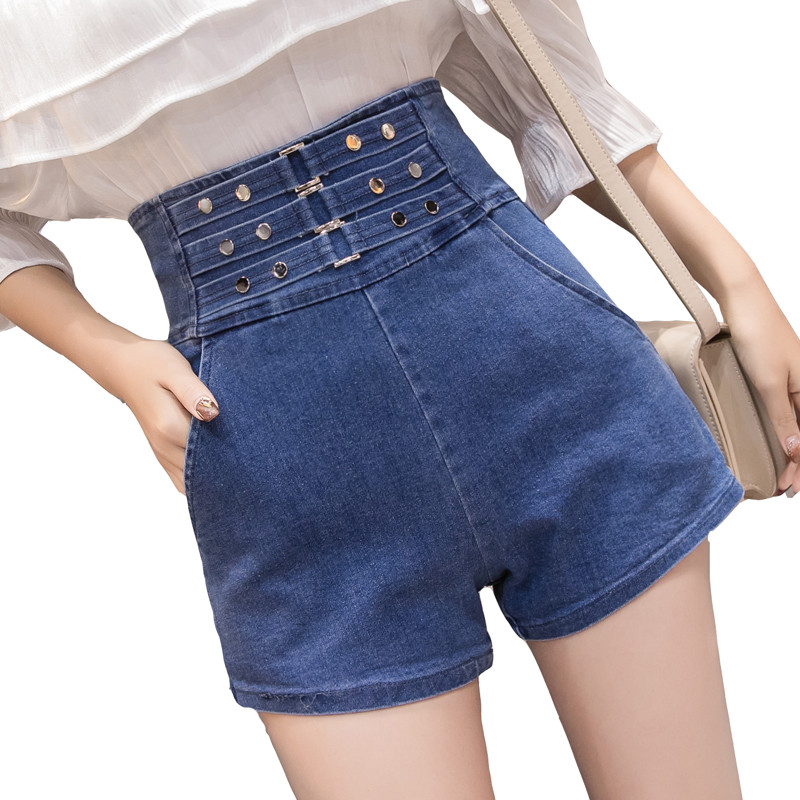 Pantaloni scurți de damă actuali cu talie înaltă - două culori