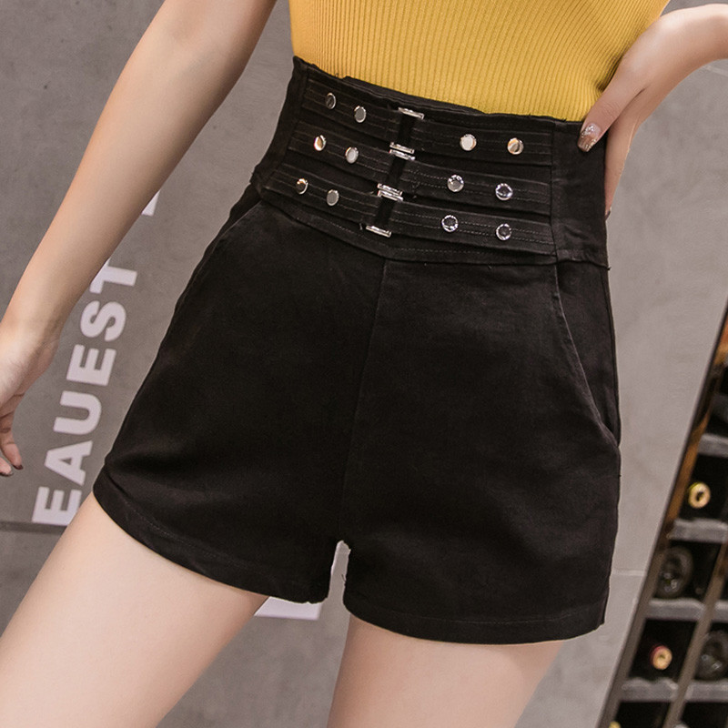 Pantaloni scurți de damă actuali cu talie înaltă - două culori