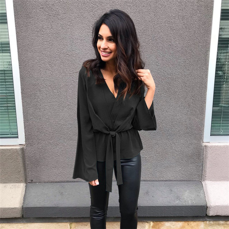 Modern női ing mély nyakkivágással, több színben megkötővel