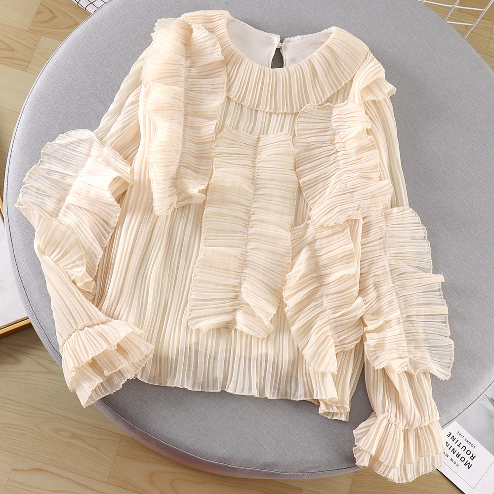 Bluză de damă de ultimă generație cu mâneci lungi și decolteu O