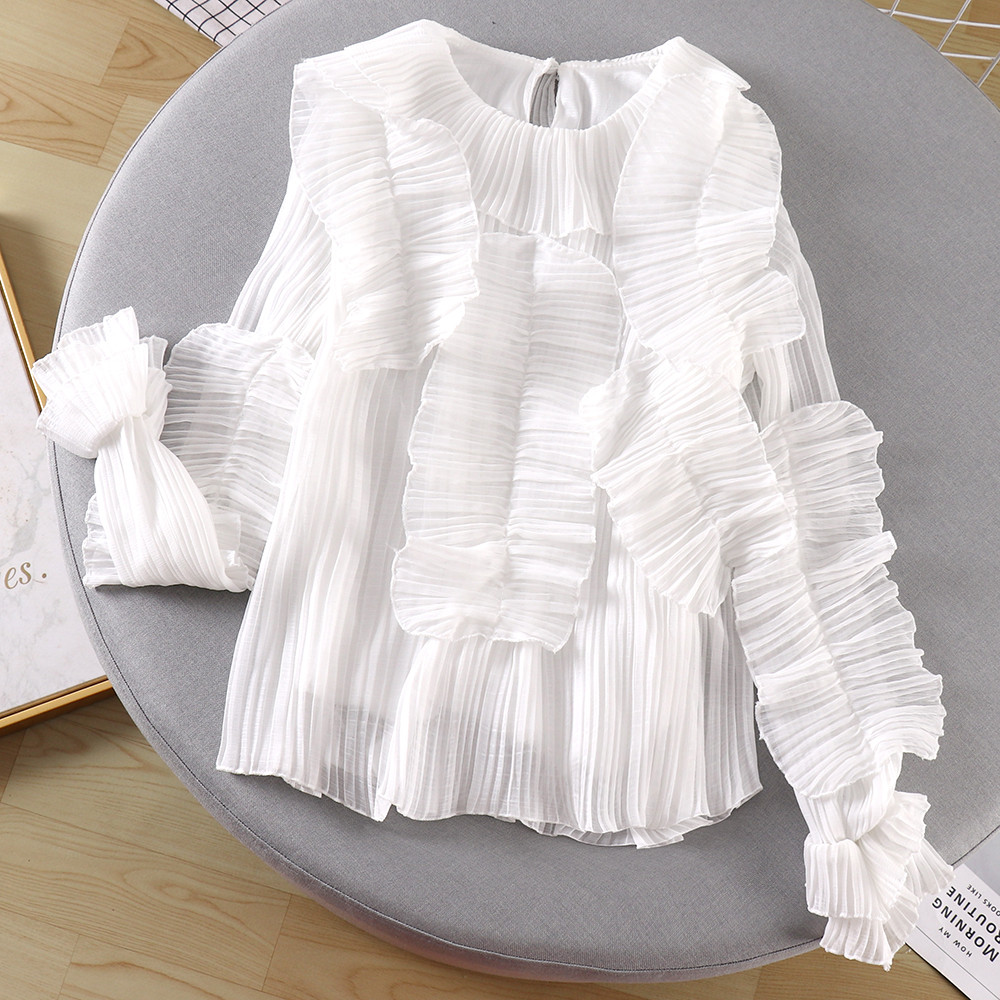 Bluză de damă de ultimă generație cu mâneci lungi și decolteu O