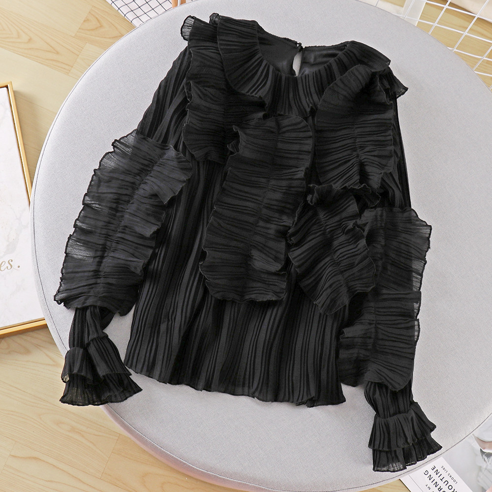 Bluză de damă de ultimă generație cu mâneci lungi și decolteu O