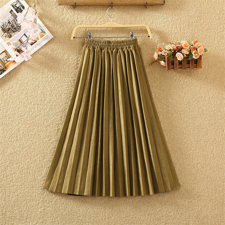 Fusta de dama plisata in patru culori cu talie inalta