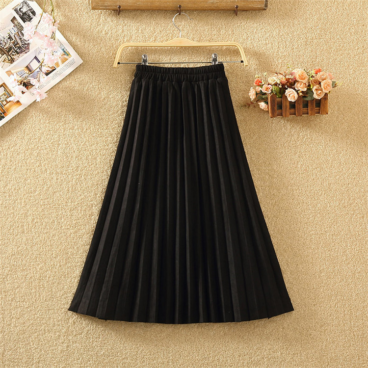 Fusta de dama plisata in patru culori cu talie inalta