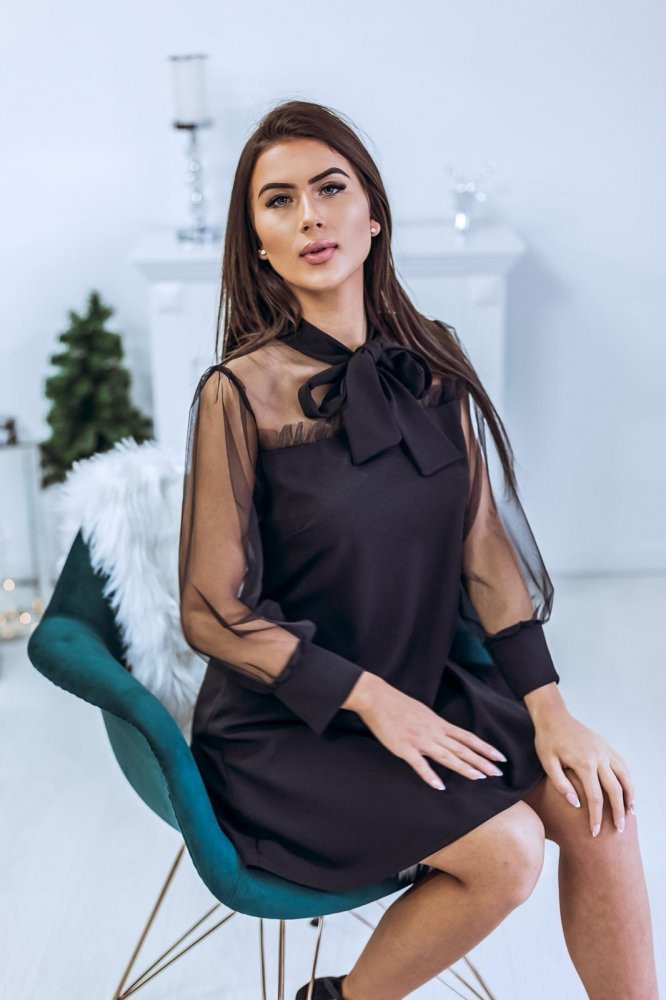 Rochie moderna de dama cu panglica in negru