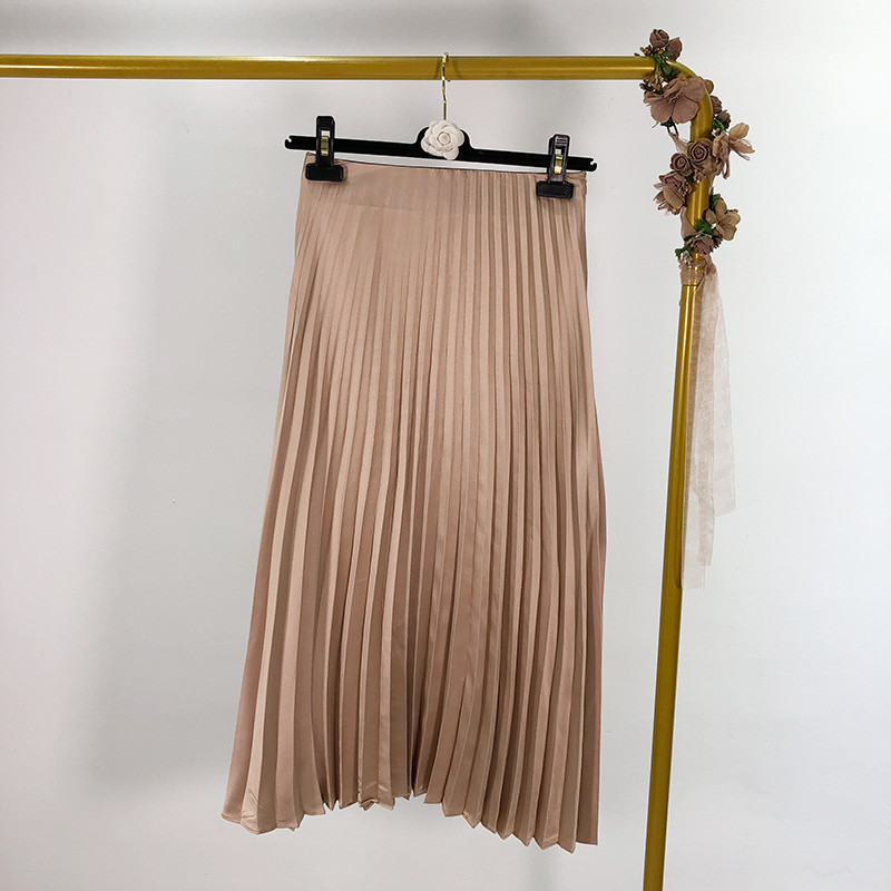 Fusta lunga plisata dama cu talie elastica - doua culori