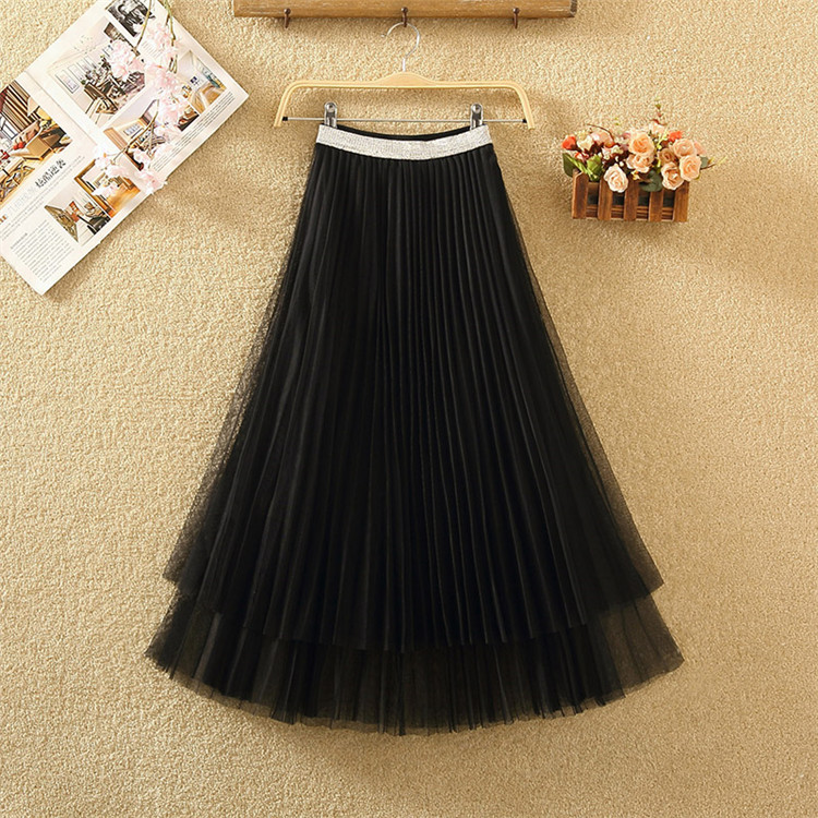Fusta de dama plisata croiala model cu tul