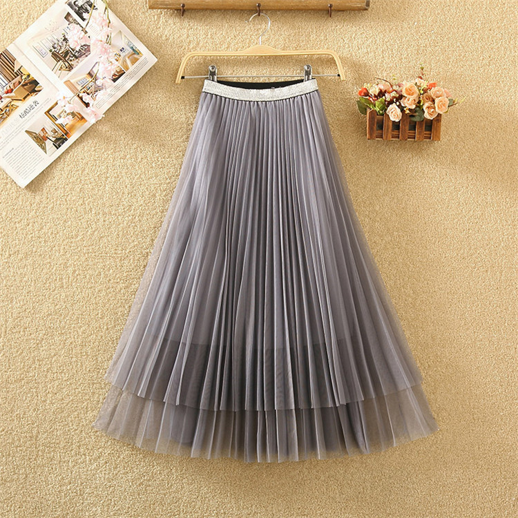 Fusta de dama plisata croiala model cu tul