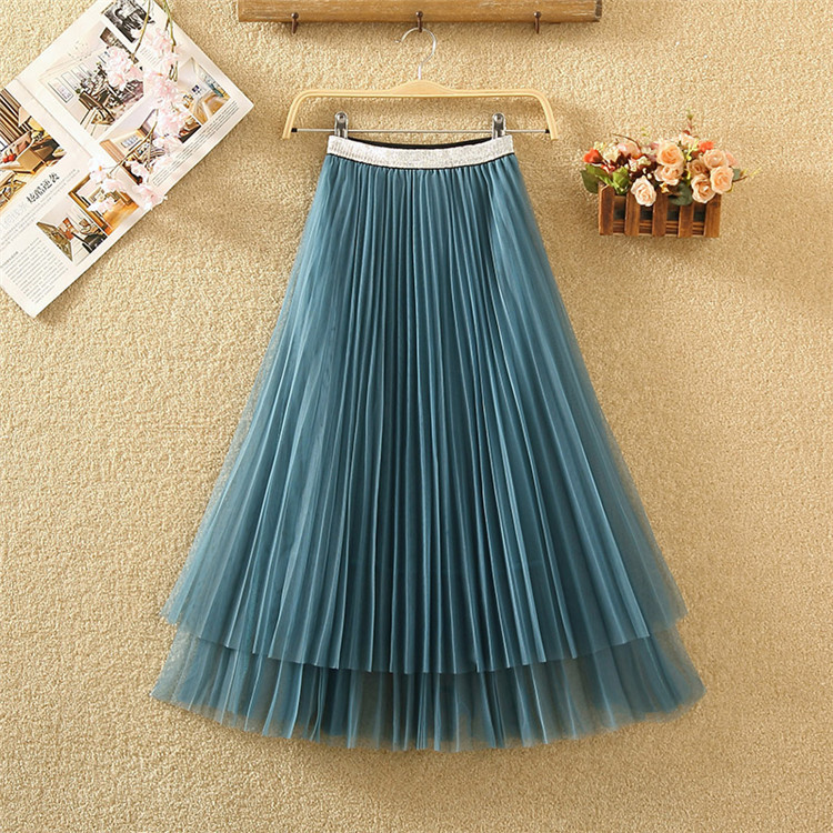 Fusta de dama plisata croiala model cu tul