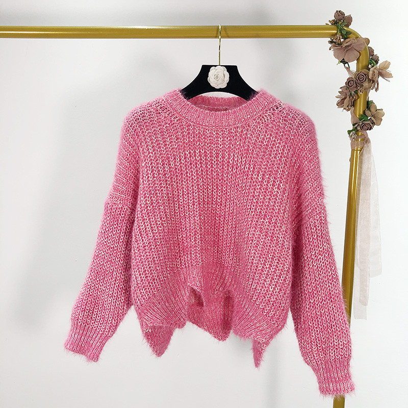 Pulover de dama cu decolteu oval in trei culori - model larg