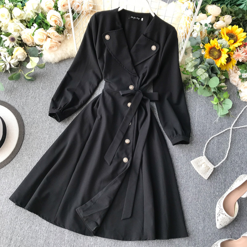 Rochie eleganta de dama cu panglica si maneci lungi in trei culori