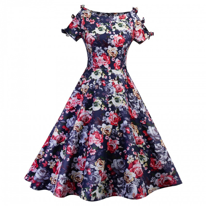 Rochie moderna de dama cu maneci scurte in doua culori