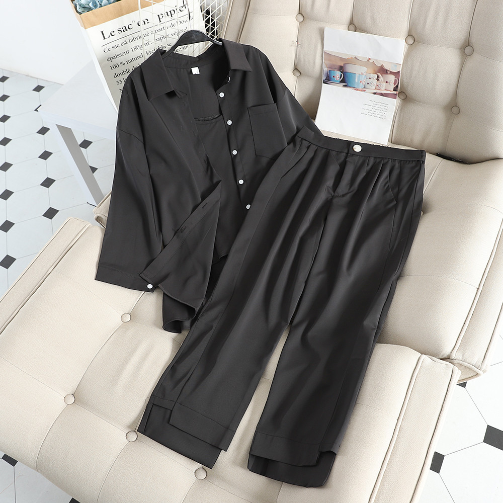 Set elegant pentru femei din trei părți în negru și albastru