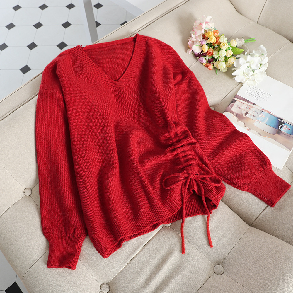 Casual γυναικείο πουλόβερ με δεσμούς σε πέντε χρώματα