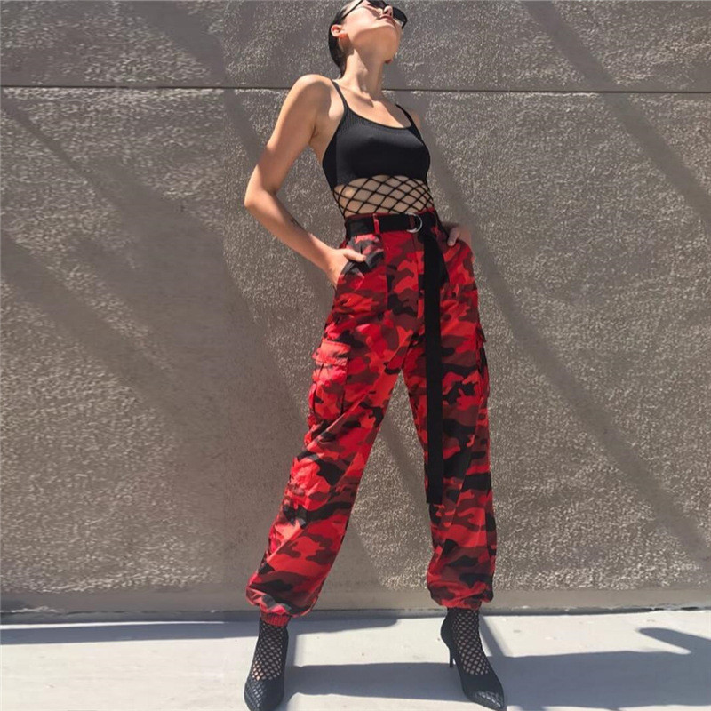 Pantaloni casual dama de camuflaj in mai multe culori