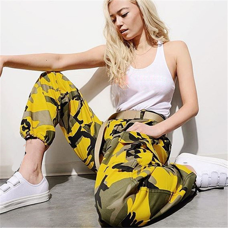 Pantaloni casual dama de camuflaj in mai multe culori