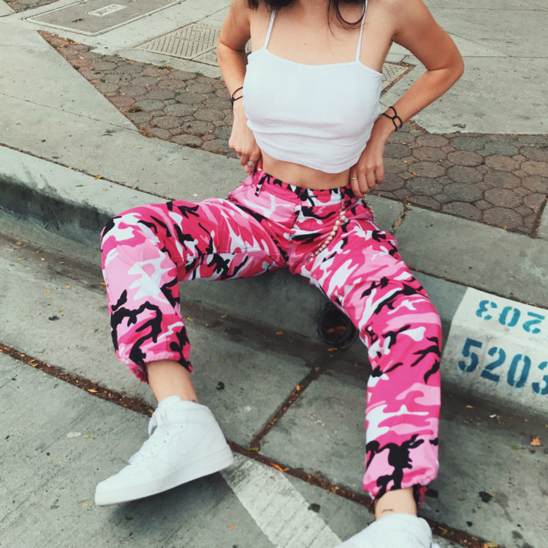 Pantaloni casual dama de camuflaj in mai multe culori