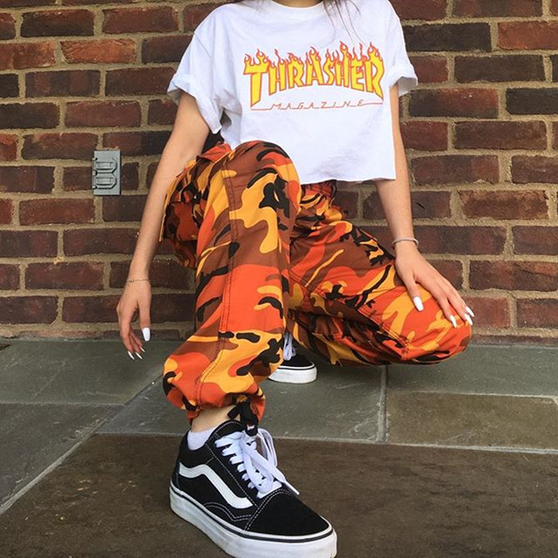 Pantaloni casual dama de camuflaj in mai multe culori