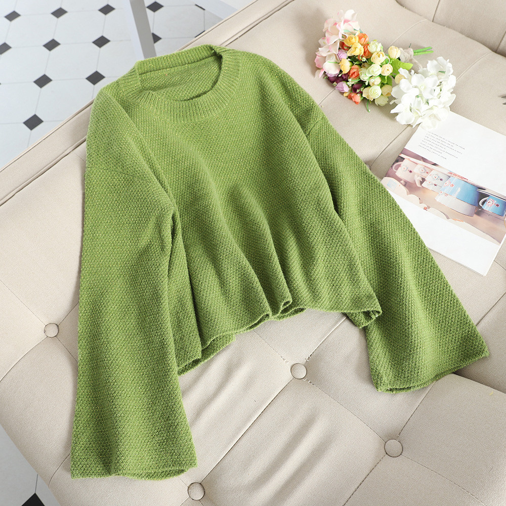 Κομψό μοντέλο γυναικείο πουλόβερ με φαρδιά μανίκια σε διάφορα χρώματα