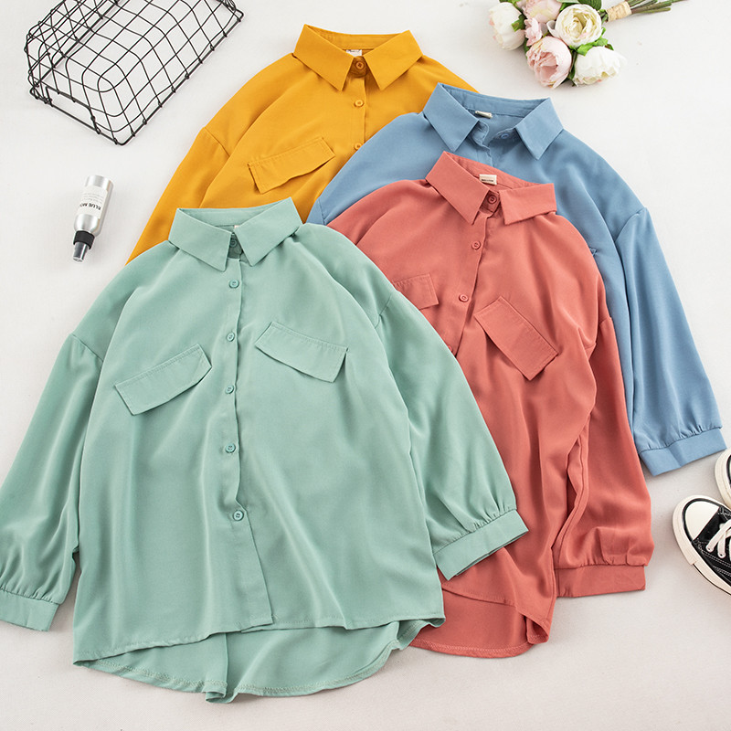 Γυναικείο μοντέρνο πουκάμισο με κλασικό γιακά σε διάφορα χρώματα