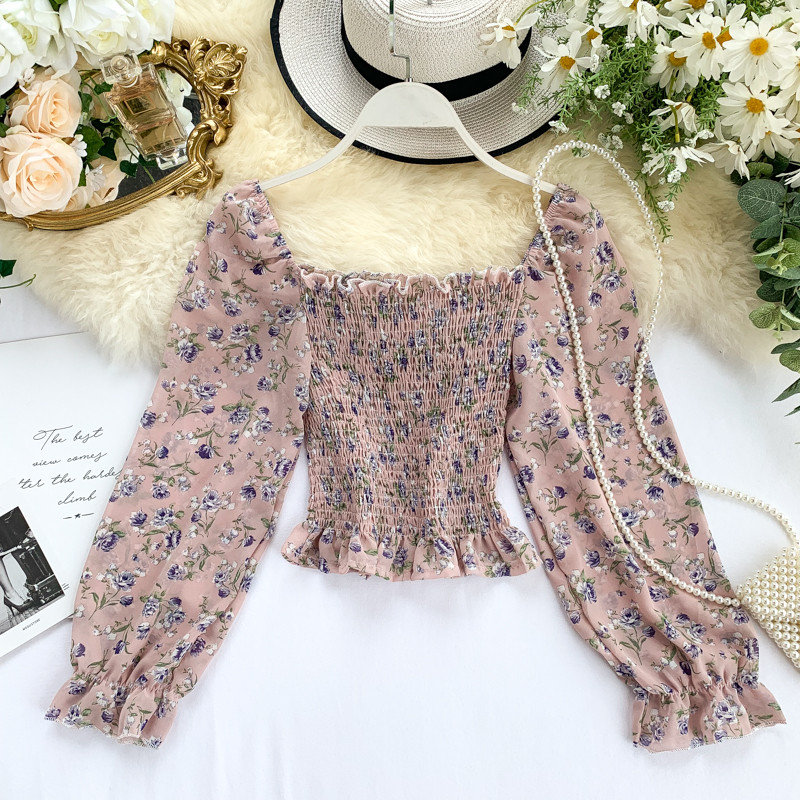 Bluză de damă modernă cu mâneci lungi și model floral