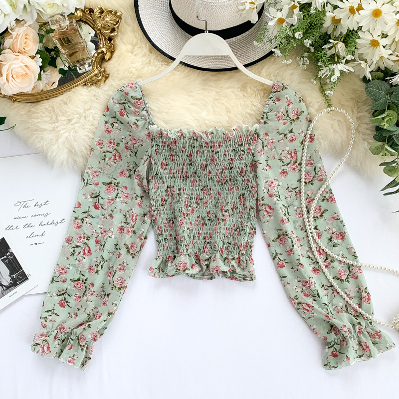 Bluză de damă modernă cu mâneci lungi și model floral