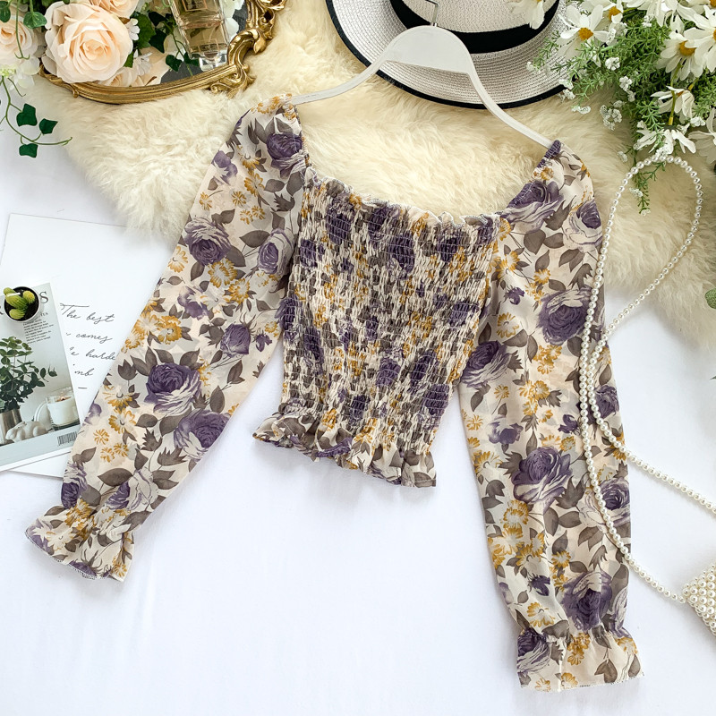 Bluză de damă modernă cu mâneci lungi și model floral