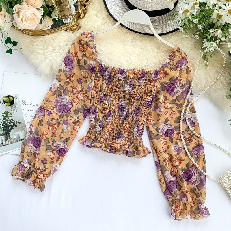 Bluză de damă modernă cu mâneci lungi și model floral