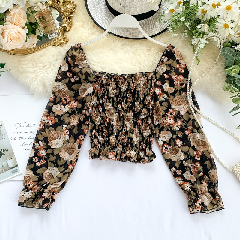 Bluză de damă modernă cu mâneci lungi și model floral