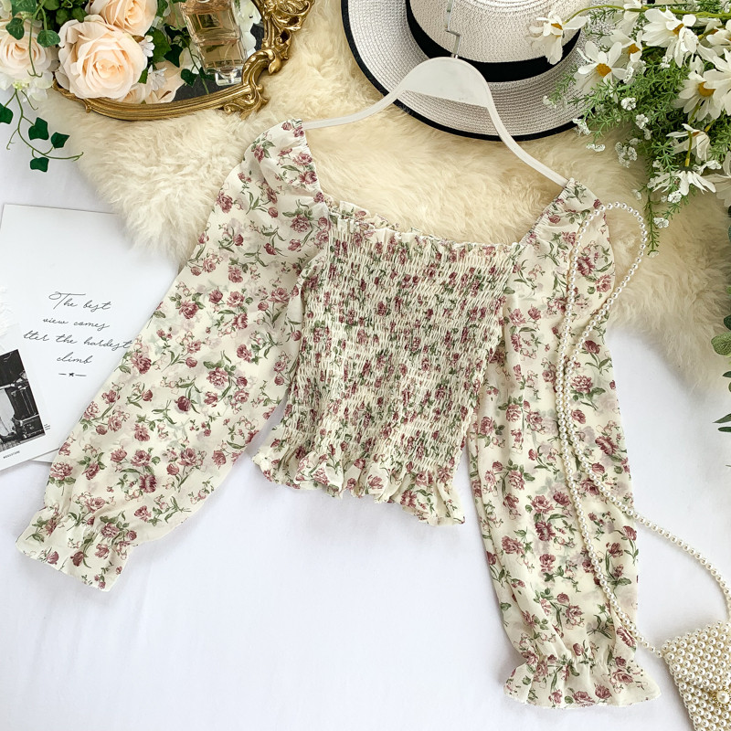 Bluză de damă modernă cu mâneci lungi și model floral