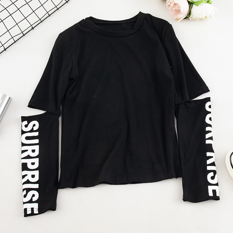 Casual γυναικεία μπλούζα με γράμματα σε μαύρο και λευκό χρώμα