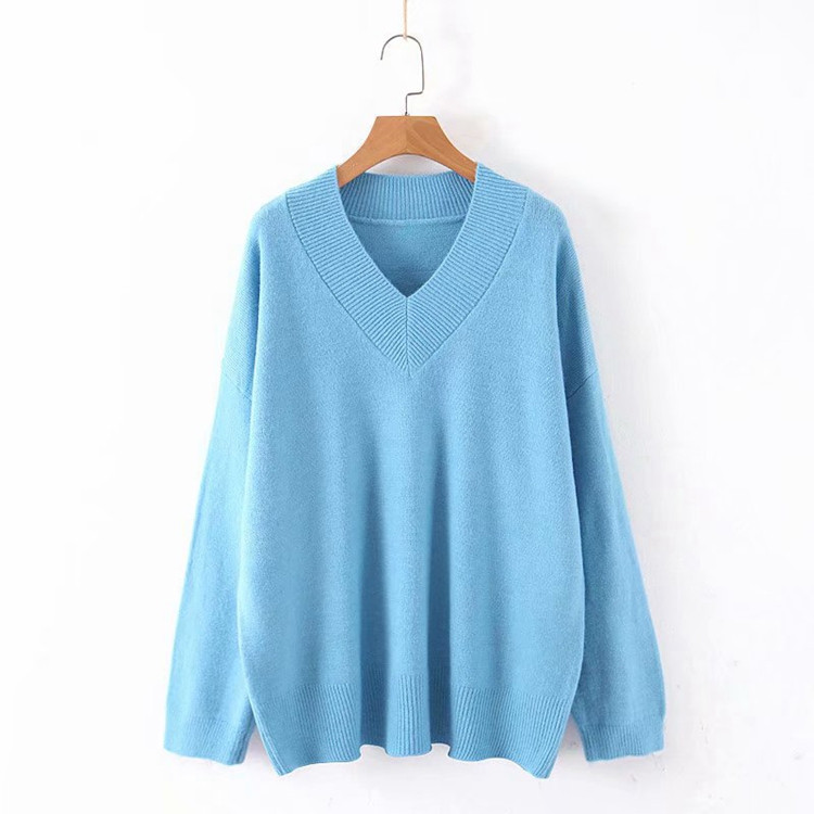 Pulover de dama cu decolteu spitz si maneci lungi in mai multe culori