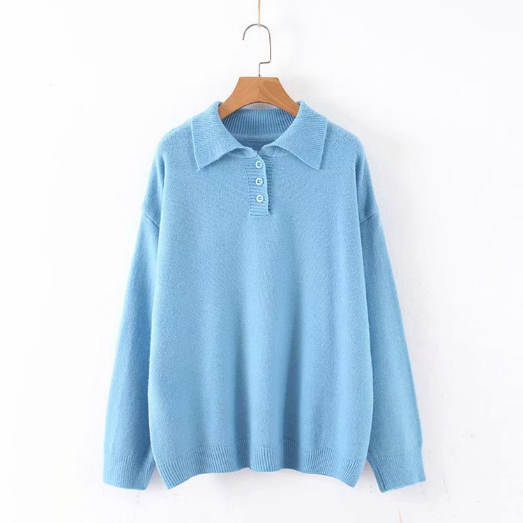 Pulover de dama cu guler clasic si nasturi in mai multe culori