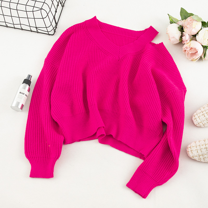 Pulover de dama modern in mai multe culori cu decolteu in V