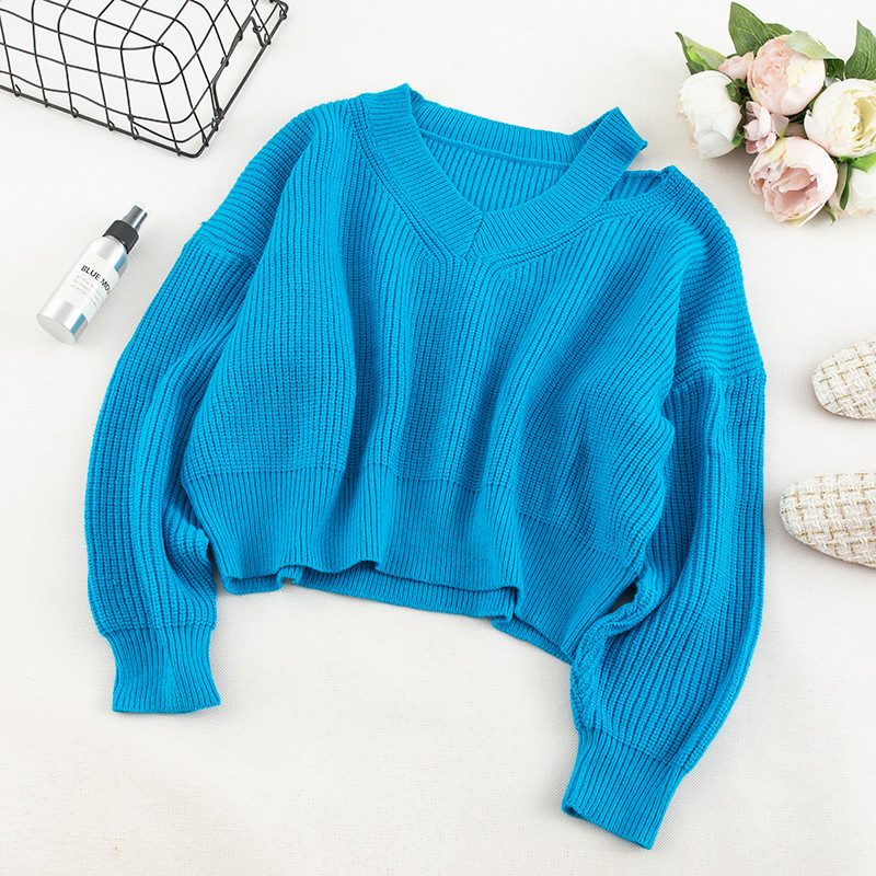 Pulover de dama modern in mai multe culori cu decolteu in V