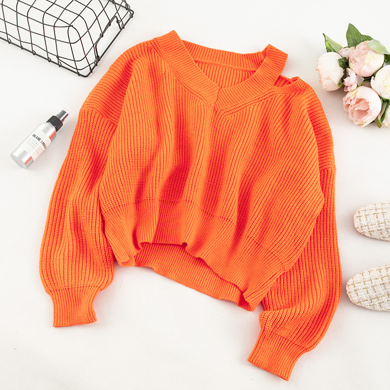 Pulover de dama modern in mai multe culori cu decolteu in V