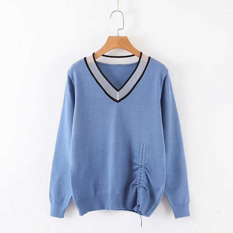 Καθημερινό γυναικείο πουλόβερ με λαιμόκοψη και δεσμούς σε πέντε χρώματα