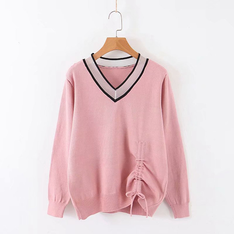 Καθημερινό γυναικείο πουλόβερ με λαιμόκοψη και δεσμούς σε πέντε χρώματα