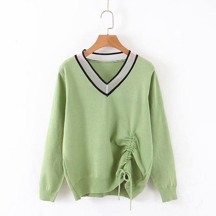 Καθημερινό γυναικείο πουλόβερ με λαιμόκοψη και δεσμούς σε πέντε χρώματα