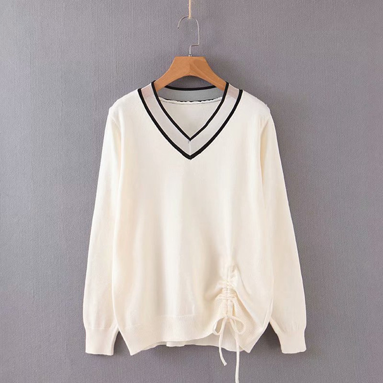 Καθημερινό γυναικείο πουλόβερ με λαιμόκοψη και δεσμούς σε πέντε χρώματα