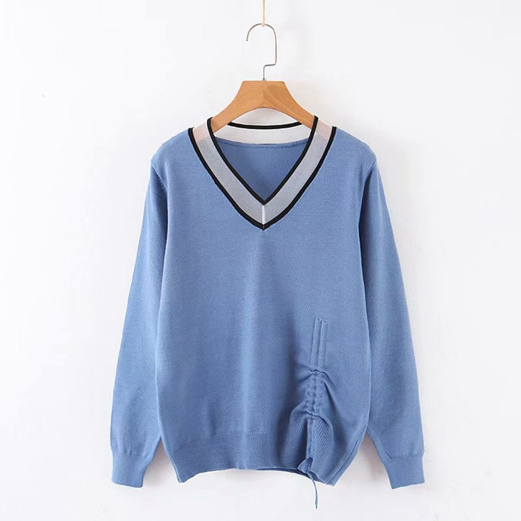 Καθημερινό γυναικείο πουλόβερ με λαιμόκοψη και δεσμούς σε πέντε χρώματα