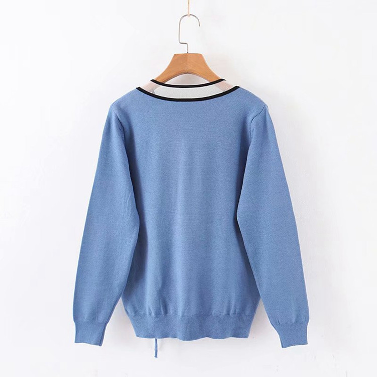 Καθημερινό γυναικείο πουλόβερ με λαιμόκοψη και δεσμούς σε πέντε χρώματα