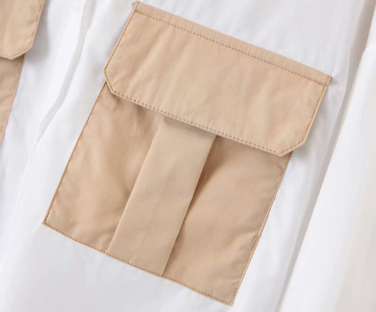 Cămașă de damă cu buzunare și mâneci lungi - model larg