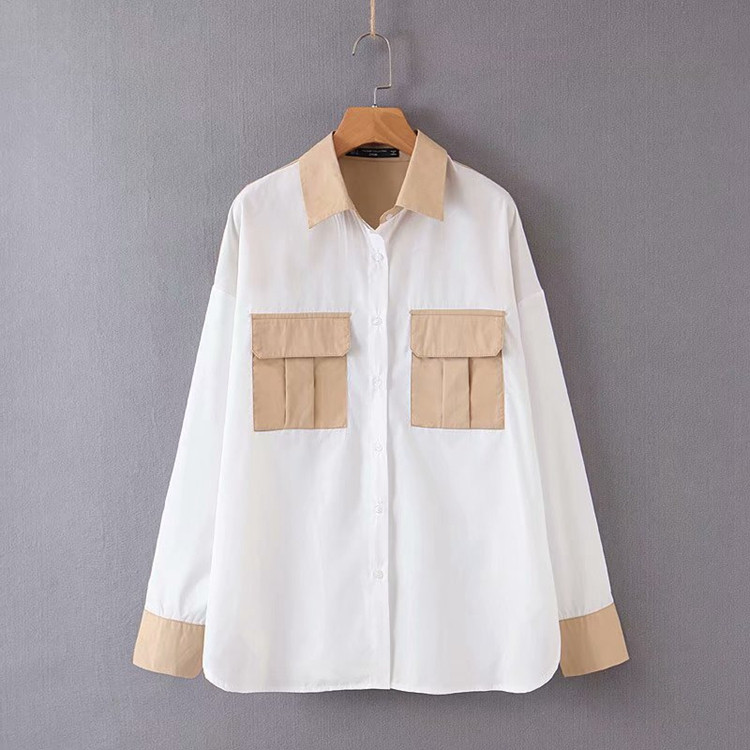 Cămașă de damă cu buzunare și mâneci lungi - model larg