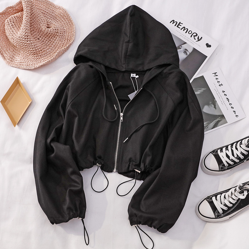 Hanorac de dama model scurt cu gluga in mai multe culori