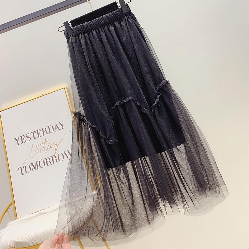 Fusta de dama cu talie inalta si tul in mai multe culori