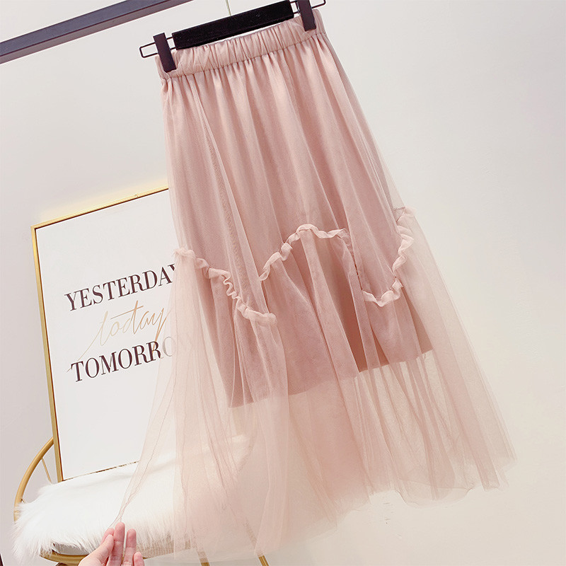 Fusta de dama cu talie inalta si tul in mai multe culori